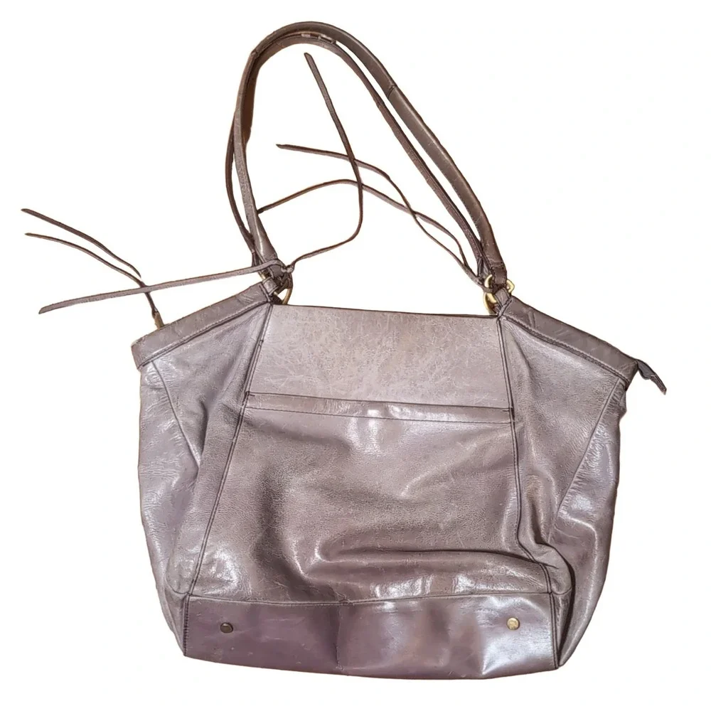 Hobo international HandBag Grey Leather Tassels Floral Lining Women's